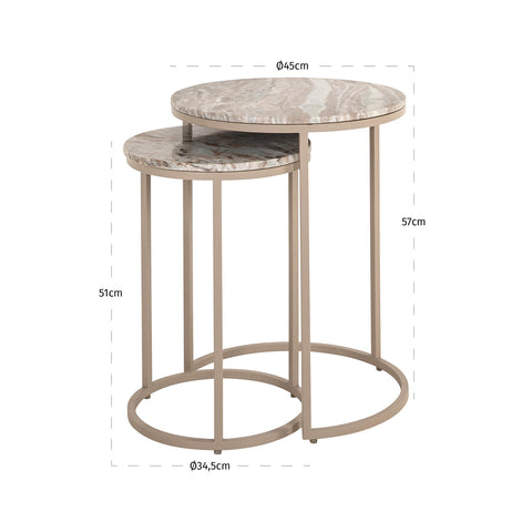 Bijzettafel Fairfax klei (set van 2)