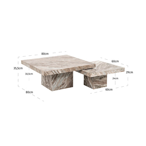 Salontafel Rashford Blush beige (Set van 2)