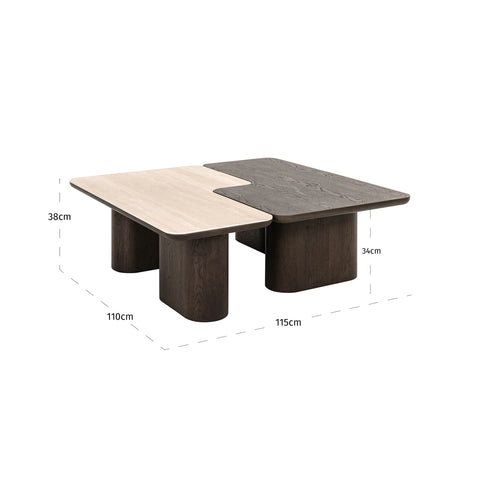 Salontafel Nando bruin (set van 2)
