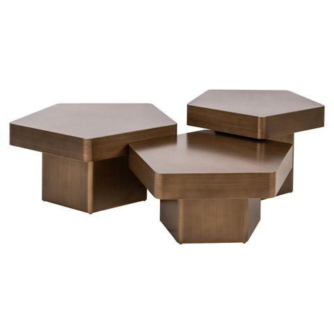 Salontafel Hexa geborsteld goud (set van 3)