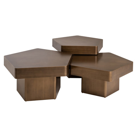 Salontafel Hexa geborsteld goud (set van 3)