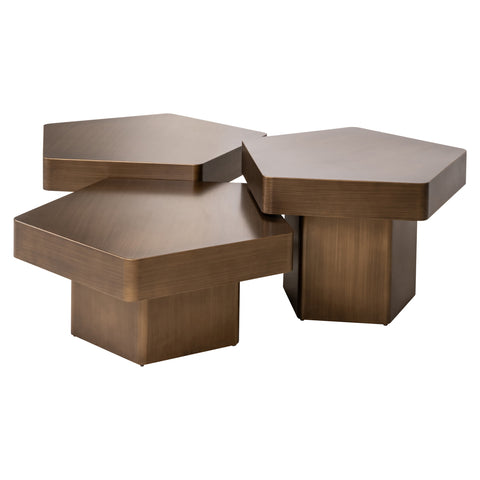 Salontafel Hexa geborsteld goud (set van 3)