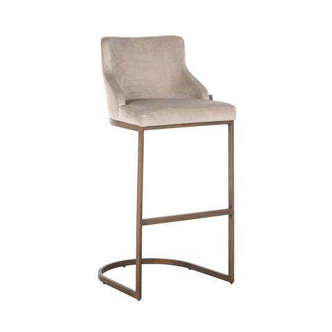 Barstoel Bolton khaki fluweel geborsteld goud brandvertragend (Set van 2)