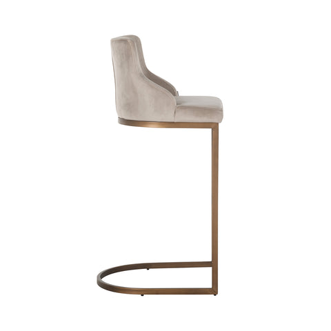 Barstoel Bolton khaki fluweel geborsteld goud brandvertragend (Set van 2)