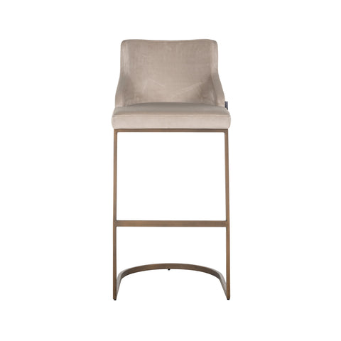 Barstoel Bolton khaki fluweel geborsteld goud brandvertragend (Set van 2)