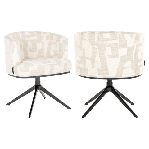 Eetkamerstoel Cheyenne beige graffic draaibaar