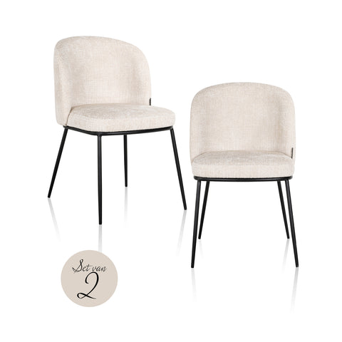Eetkamerstoel Elvi Niagara beige vlamvertragend (set van 2)