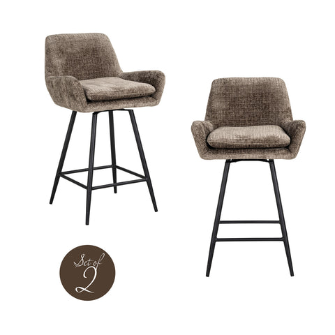 Barstoel Linsey Niagara Stone, draaibaar (set van 2)