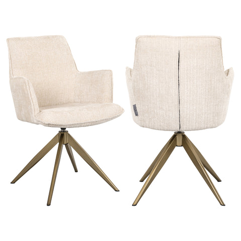 Eetkamerstoel Dakota Niagara beige draaibaar met armleuning