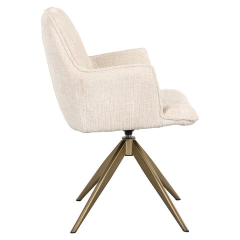 Eetkamerstoel Dakota Niagara beige draaibaar met armleuning