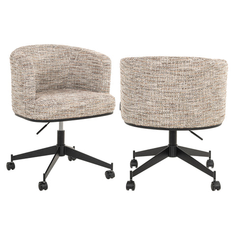 Eetkamerstoel Rochenne trendy naturel draaibaar met wielen