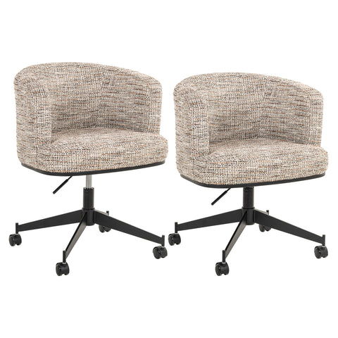 Eetkamerstoel Rochenne trendy naturel draaibaar met wielen