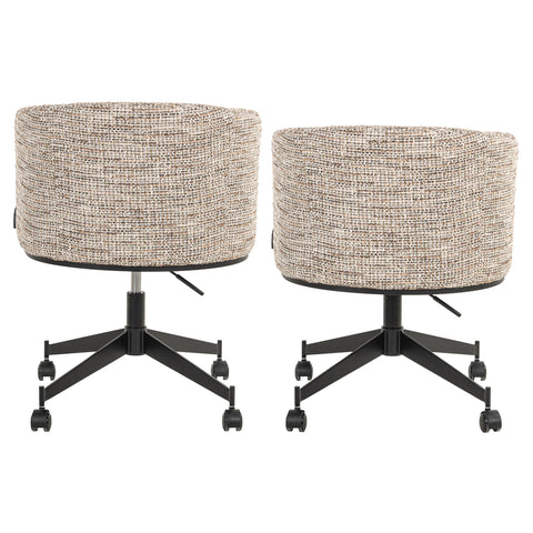Eetkamerstoel Rochenne trendy naturel draaibaar met wielen