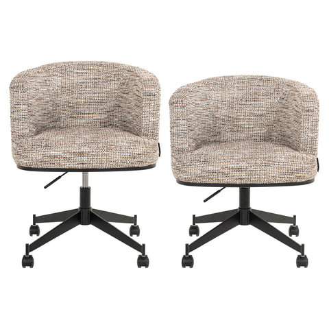 Eetkamerstoel Rochenne trendy naturel draaibaar met wielen