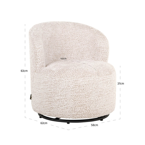 Loungestoel Jackie Lovely Cream, draaibaar, voor kinderen