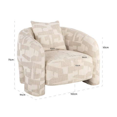 Loungestoel Tuscany beige grafisch