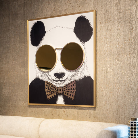 Wanddecoratie Panda zwart/goud