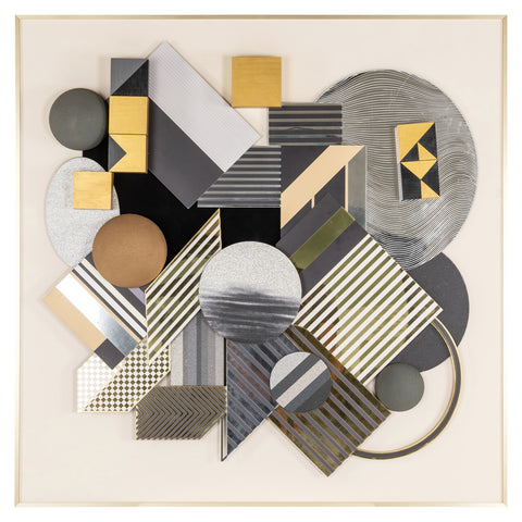 Wanddecoratie 3D Blok zwart/goud